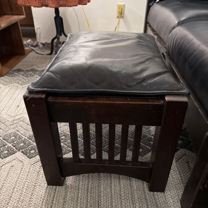 Craftsman's Black Leather Ottoman