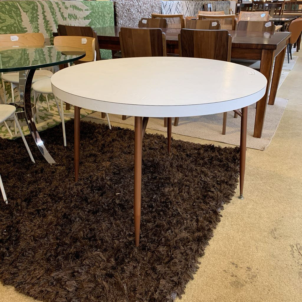 Seventies White Round Kitchen Table