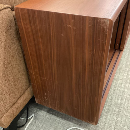 Walnut Slatted Shallow Media Stand 