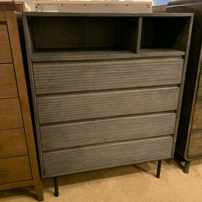 Dark Grey Contemporary Highboy with Cubby Holes