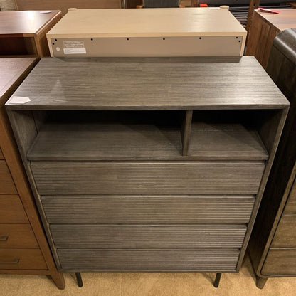 Dark Grey Contemporary Highboy with Cubby Holes