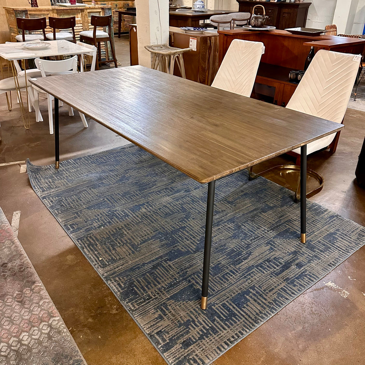 Wood and Black Metal Dining Tbl