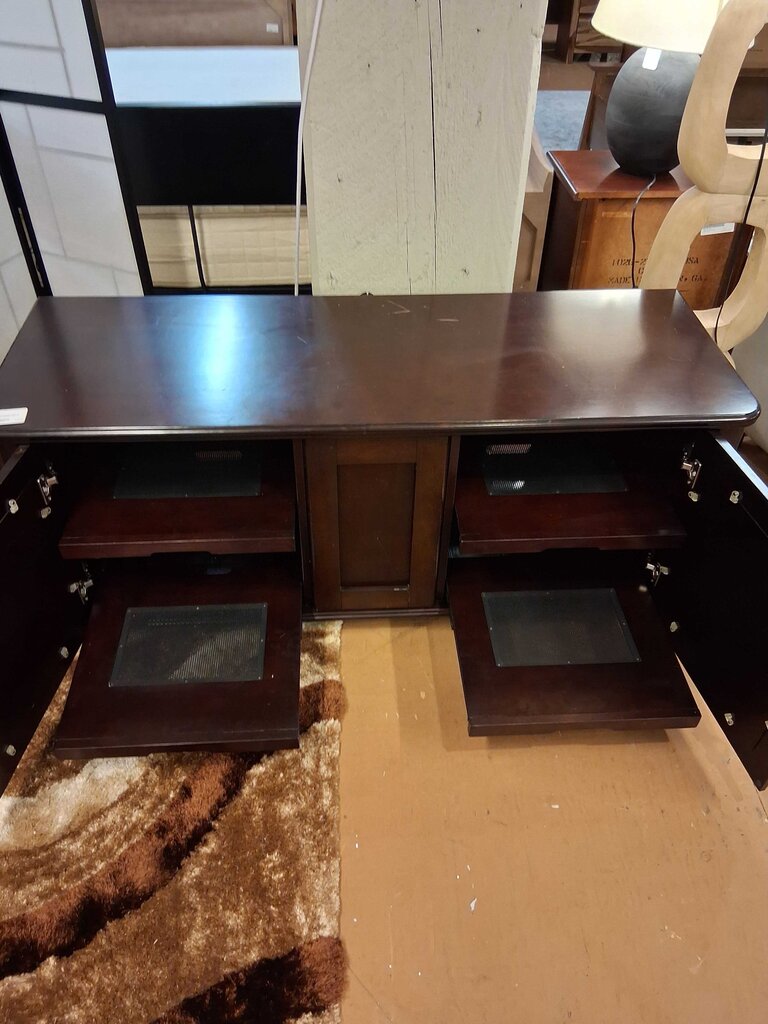 Wooden desk with shelves in a room setting