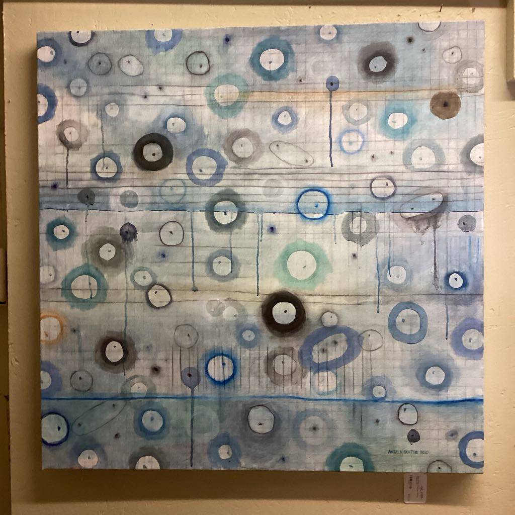 Blue Circles Abstract Canvas Original ART