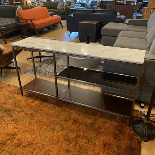 Mitchell Gold Marble Top Metal, Glass and Wood Console Table