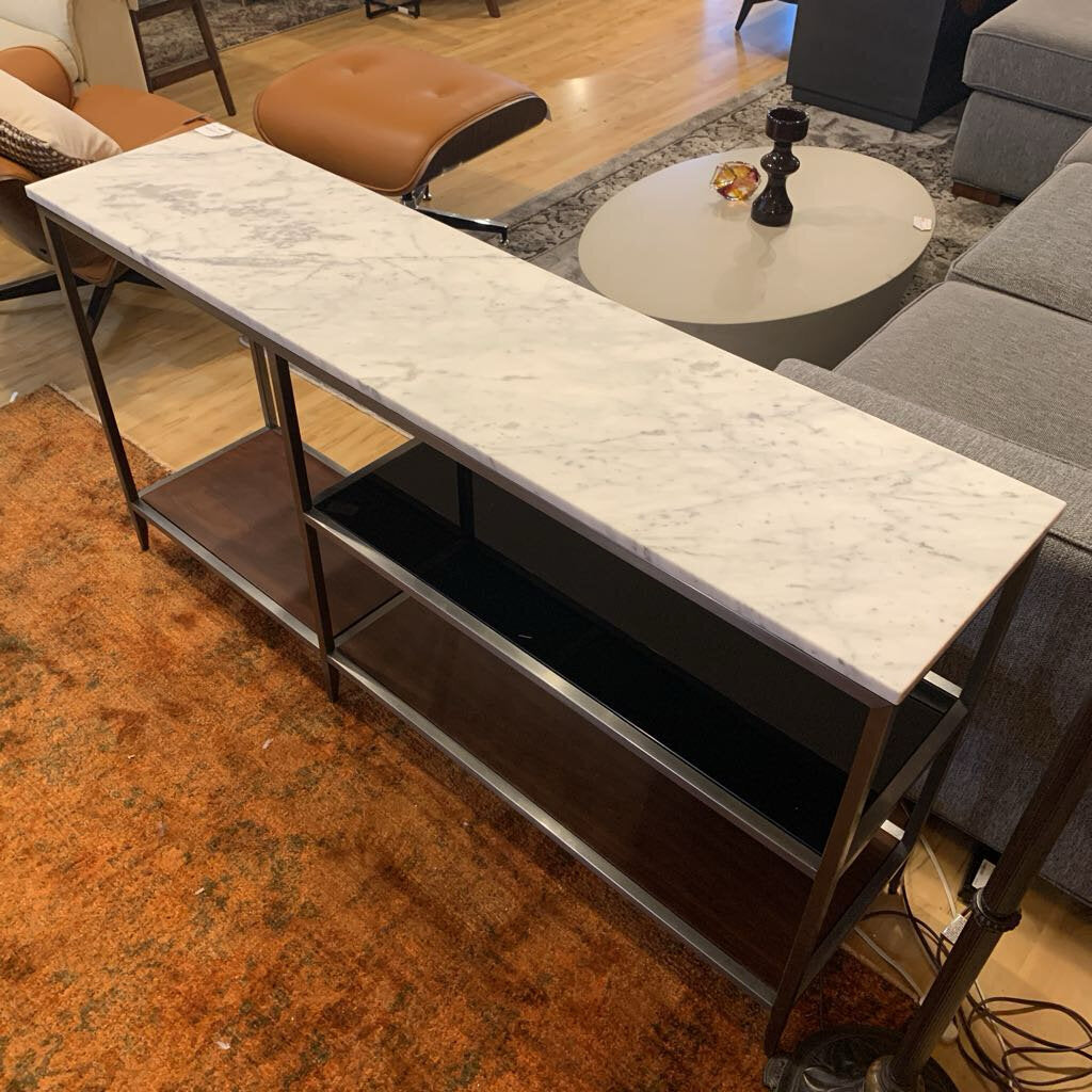 Mitchell Gold Marble Top Metal, Glass and Wood Console Table