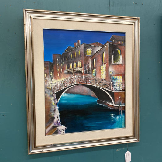 Vintage Signed Venice Canal Painting ART