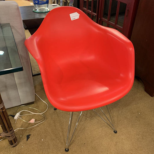 Red Molded Eames Style Chair