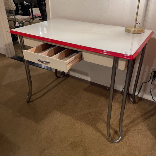 Vintage Red and White Kitchen Table