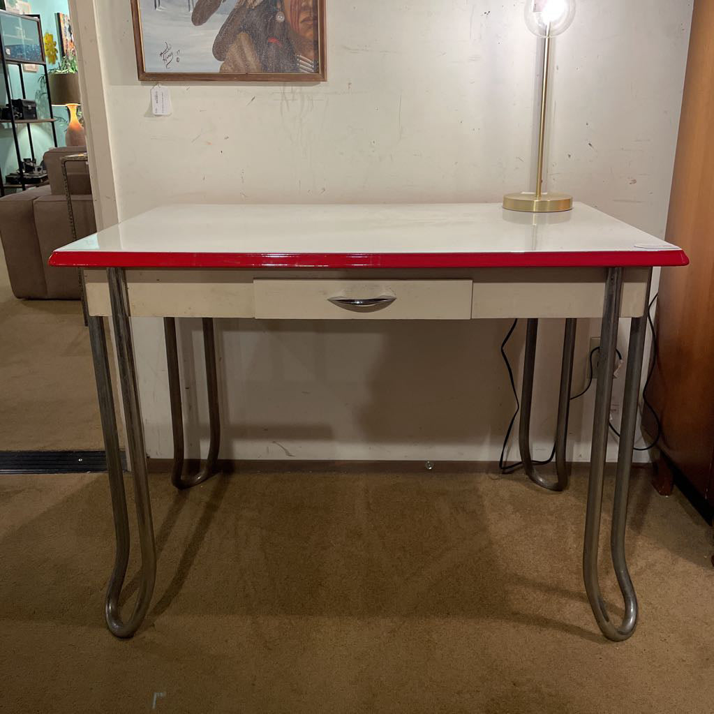 Vintage Red and White Kitchen Table
