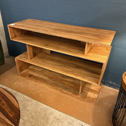 Natural Acacia Cube Console Table C CONSOLE TABLES