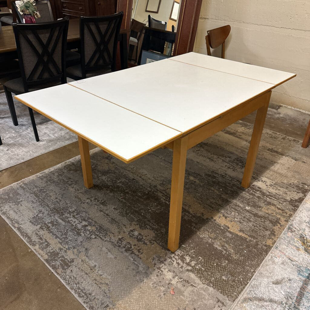 small malamine table with slide out leafs