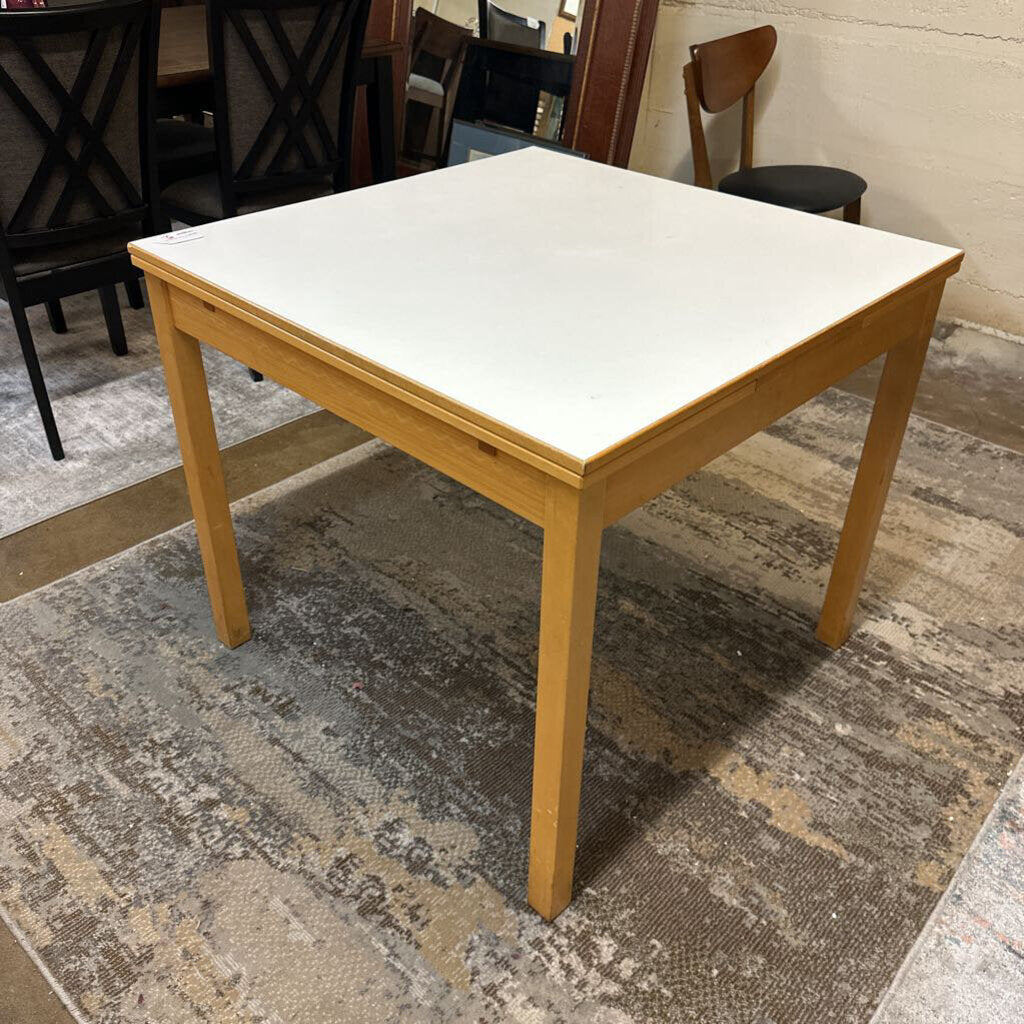 small malamine table with slide out leafs