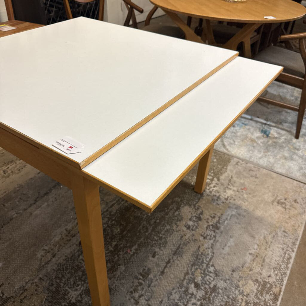 small malamine table with slide out leafs