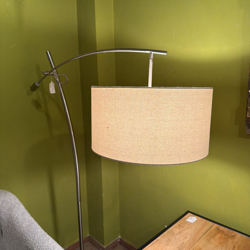 Silver Floor Lamp w/White Shade
