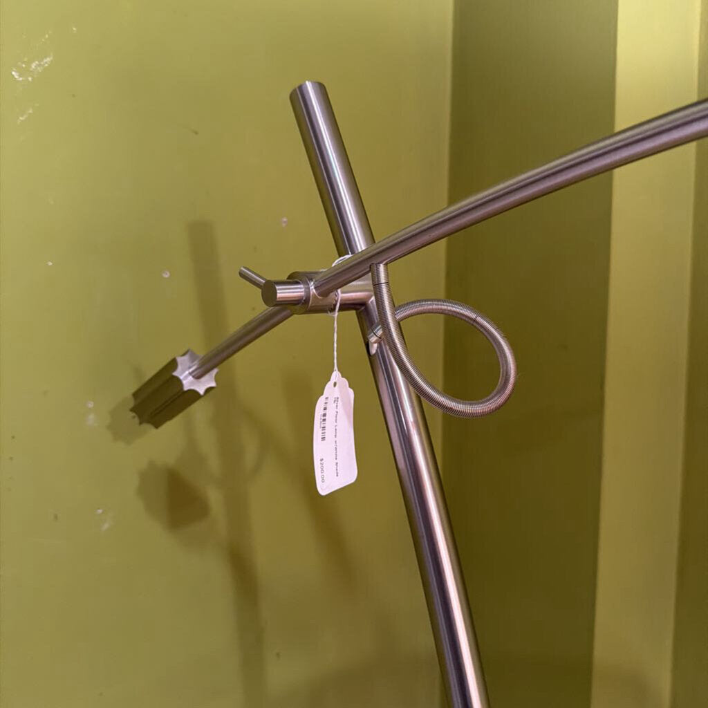 Silver Floor Lamp w/White Shade