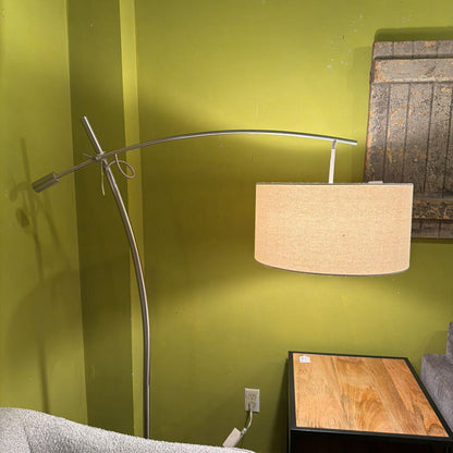 Silver Floor Lamp w/White Shade