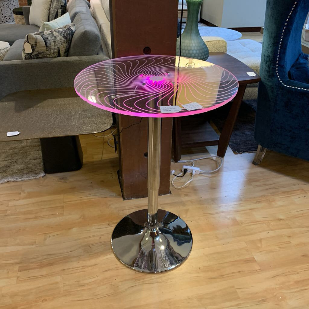 LED Swirl Top Coffee Table(table base does adjust, but with difficulty)