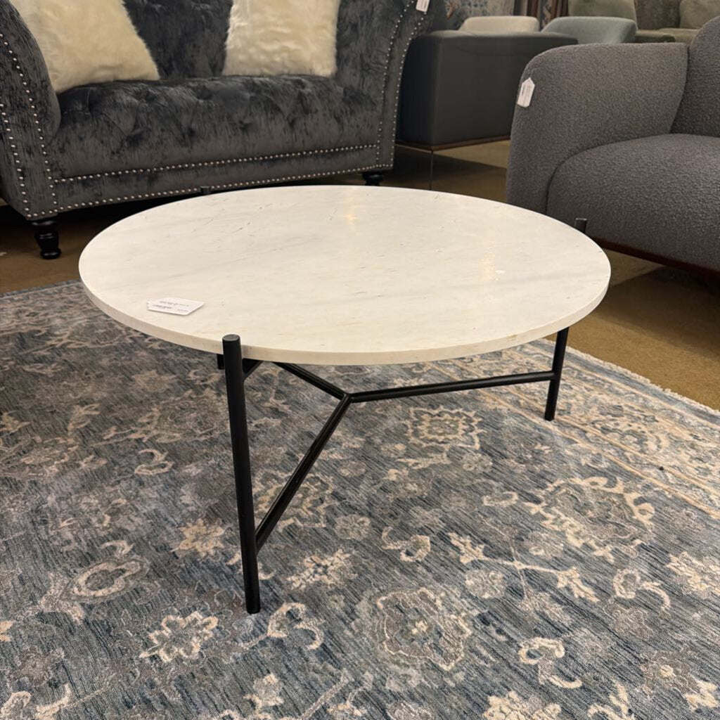 Round Marble Top Metal Leg Coffee Table