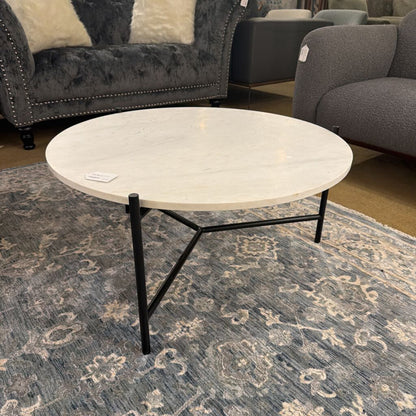 Round Marble Top Metal Leg Coffee Table