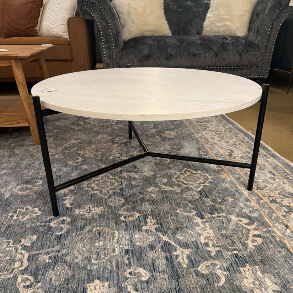 Round Marble Top Metal Leg Coffee Table