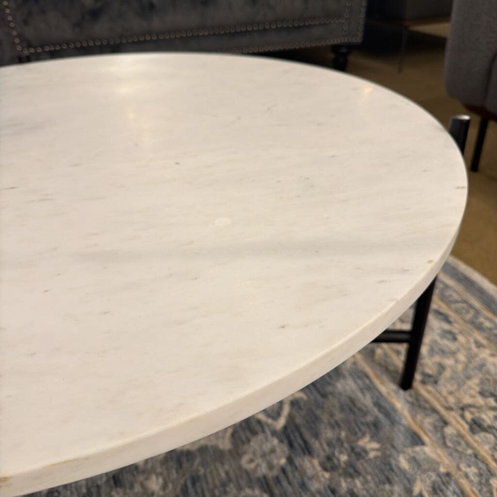 Round Marble Top Metal Leg Coffee Table