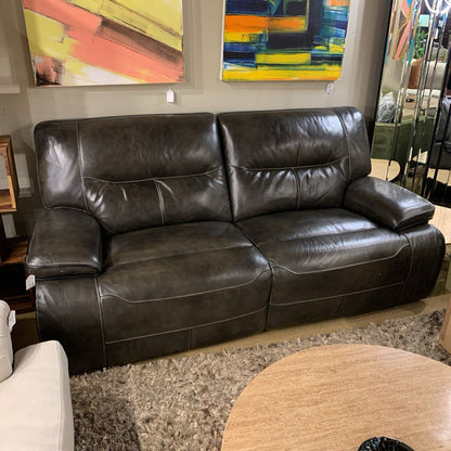 Charcoal 2 Seat Leather Power Recliner