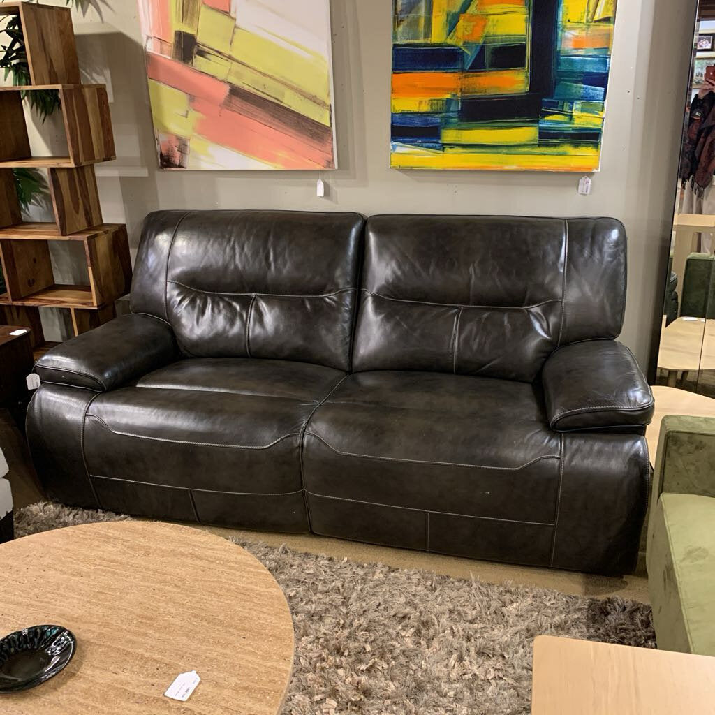 Charcoal 2 Seat Leather Power Recliner