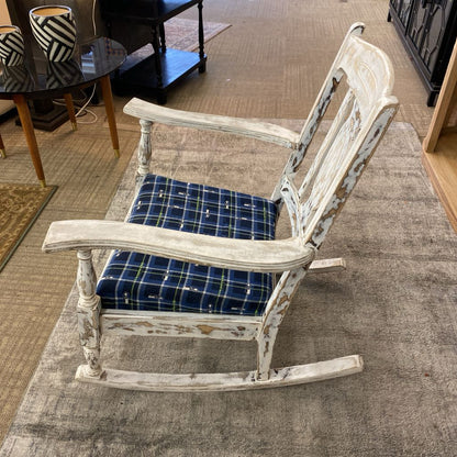 Shabby Chic Whitewash Rocker w/Seahawks Cushion