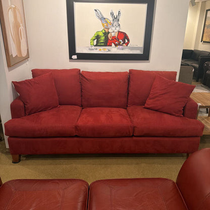 Deep Red Corded Fabric Sofa