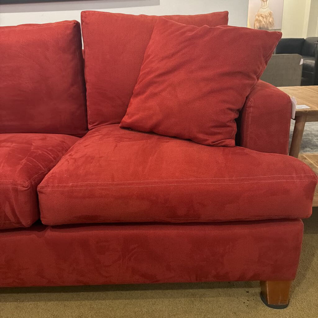 Deep Red Corded Fabric Sofa