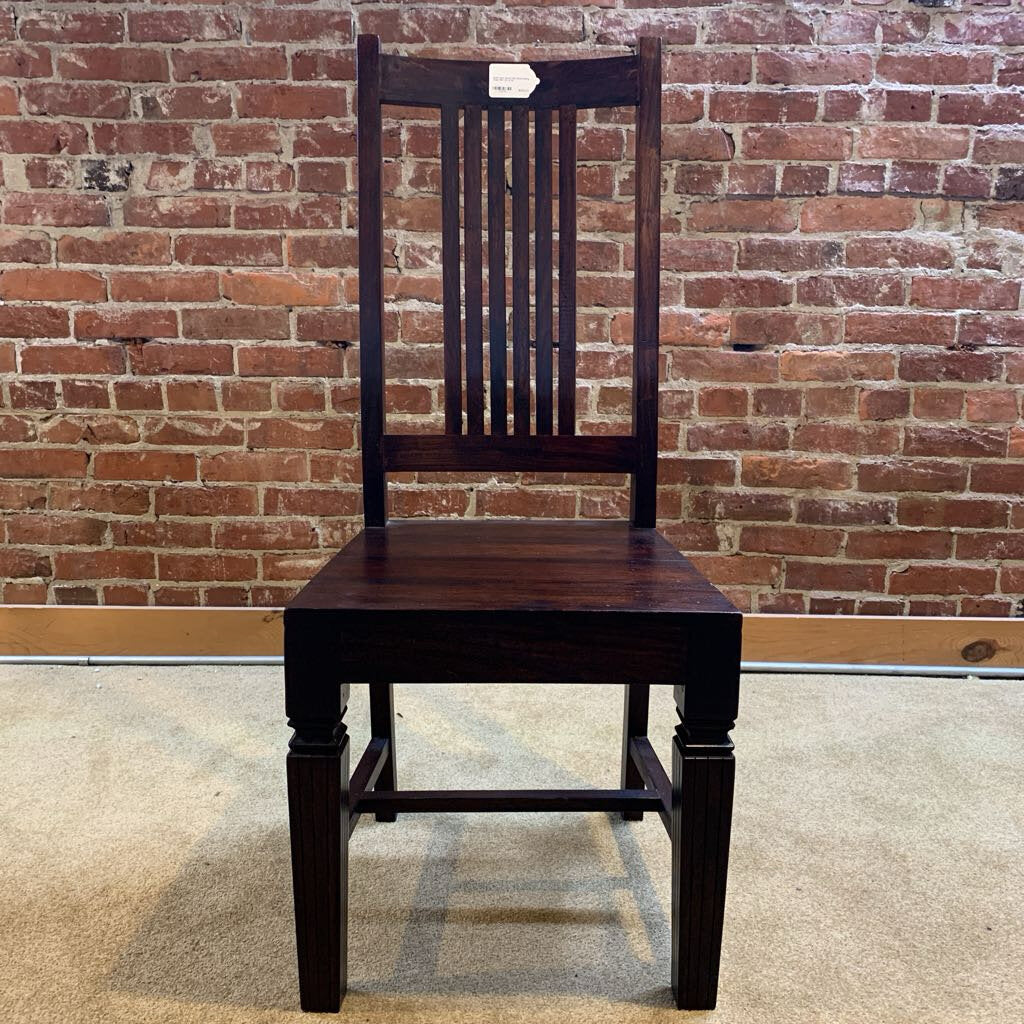 Solid Dark Wood Slat Back Dining Chair SET OF 4
