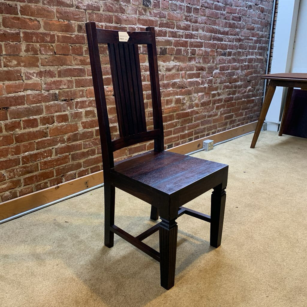 Solid Dark Wood Slat Back Dining Chair SET OF 4