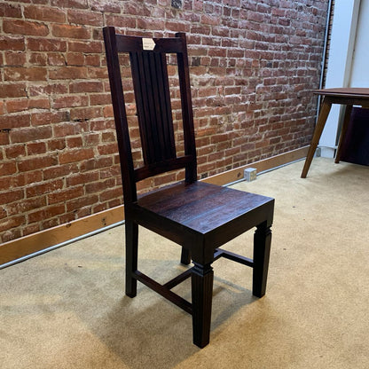 Solid Dark Wood Slat Back Dining Chair SET OF 4