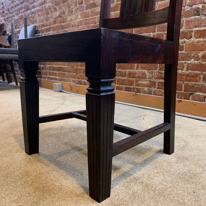 Solid Dark Wood Slat Back Dining Chair SET OF 4