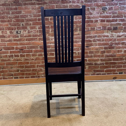 Solid Dark Wood Slat Back Dining Chair SET OF 4