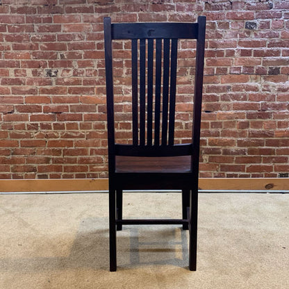 Solid Dark Wood Slat Back Dining Chair SET OF 4