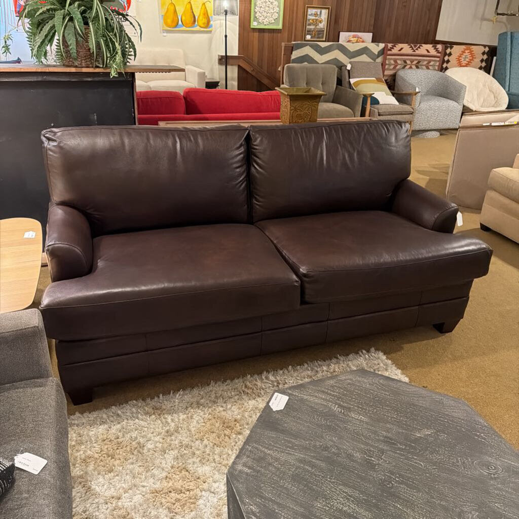 Bassett Brown Leather 2 Seat Sofa