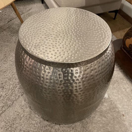 round silver end table