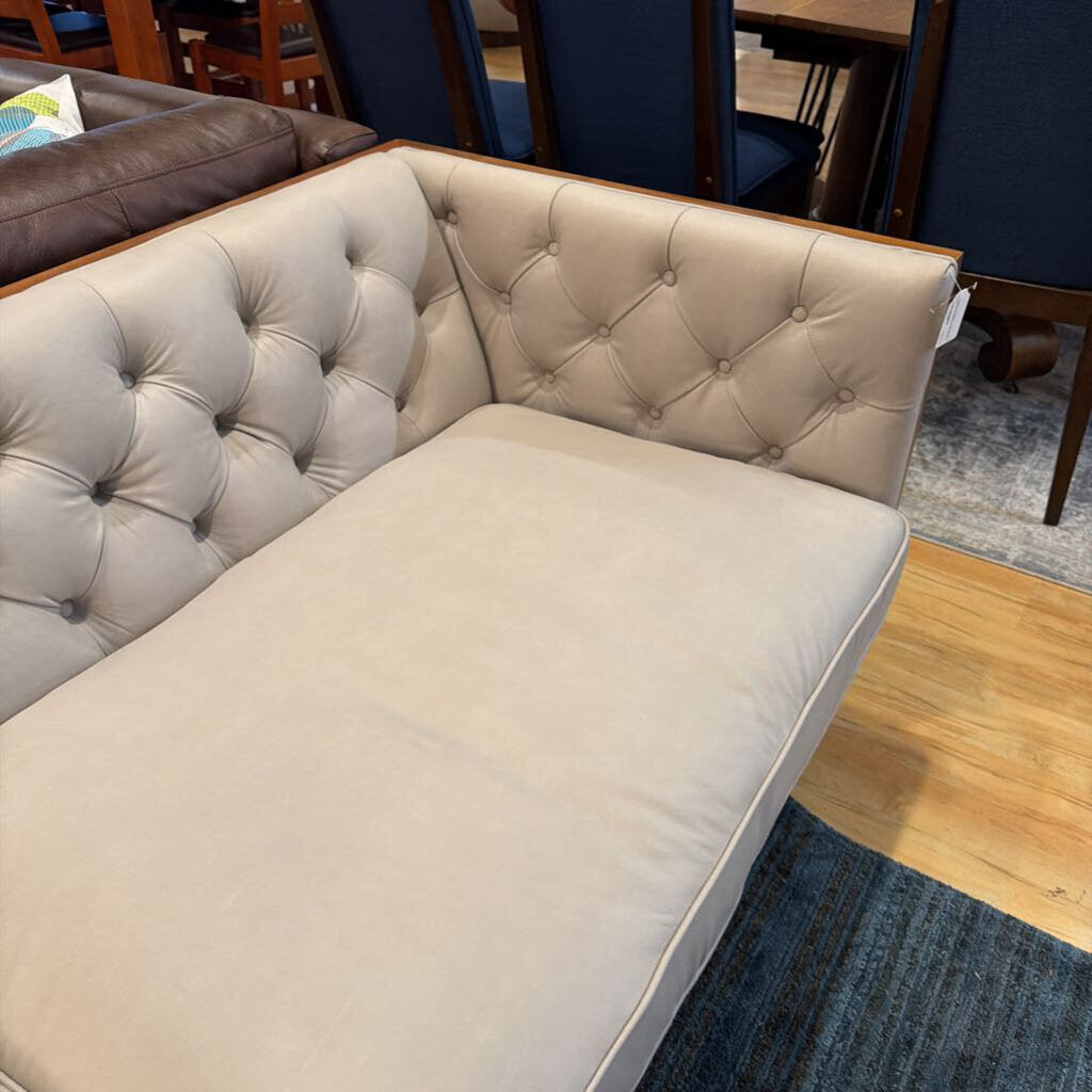 Woodrow Pumice Leather Sofa w Bolstered Pillows by Kardiel