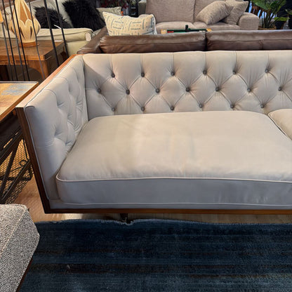 Woodrow Pumice Leather Sofa w Bolstered Pillows by Kardiel