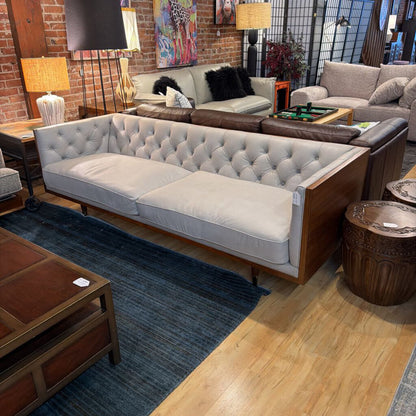 Woodrow Pumice Leather Sofa w Bolstered Pillows by Kardiel