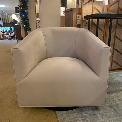 RH Grey Leather Swivel Armchair