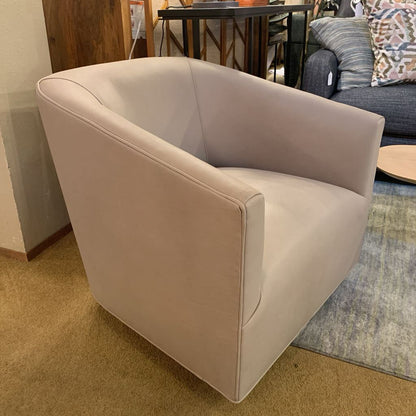 RH Grey Leather Swivel Armchair