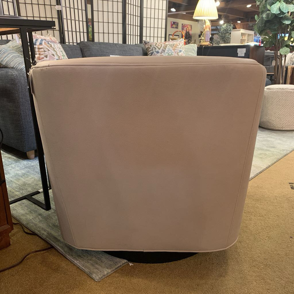 RH Grey Leather Swivel Armchair