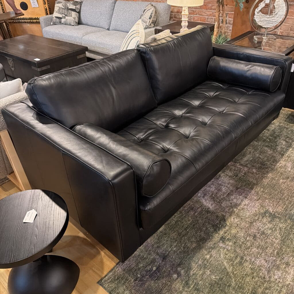 Sven Black Leather Loveseat