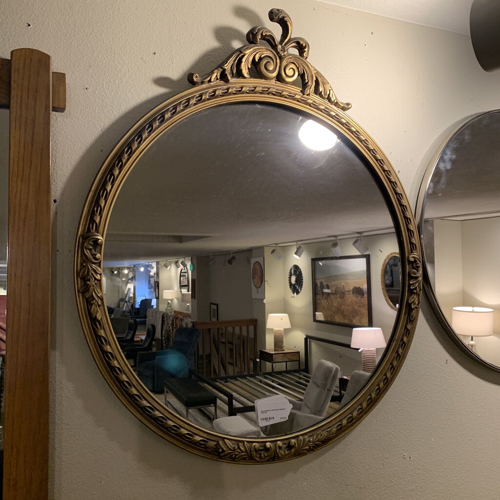Round Mirror with Floral Garland Top