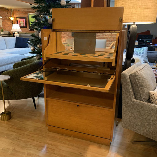 Light Wood Pull Out Bar Cabinet