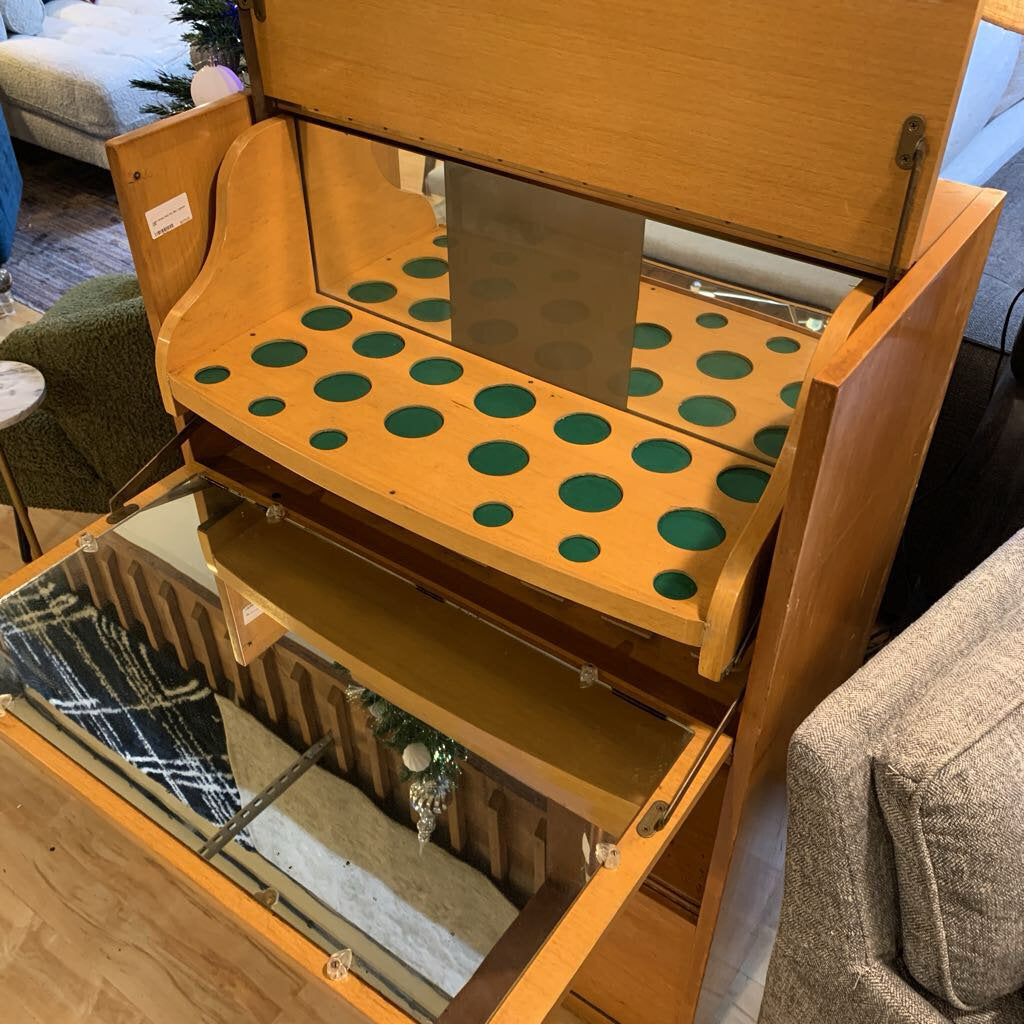 Light Wood Pull Out Bar Cabinet