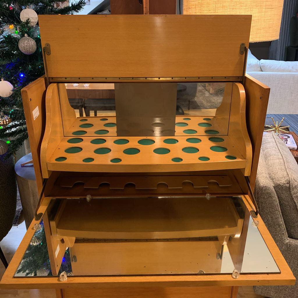 Light Wood Pull Out Bar Cabinet